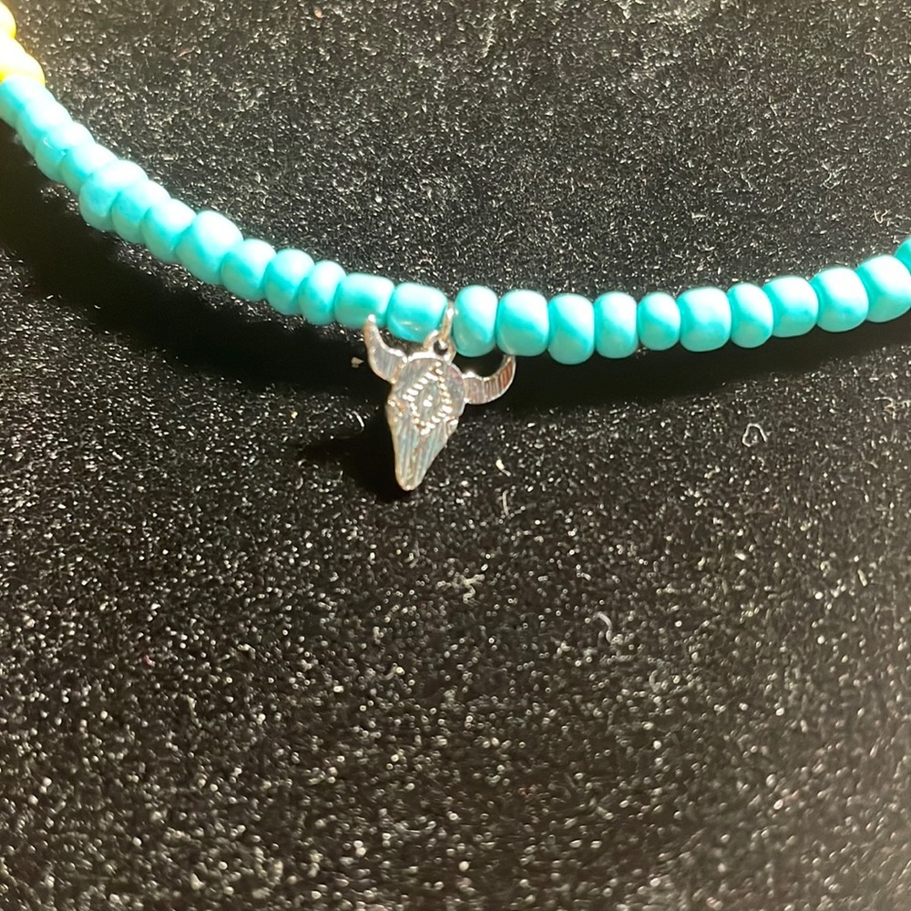 Cow skull beaded choker